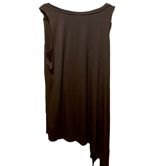 Logo Black Long Knit Tank with Asymmetric Hem. Size Medium - Picture 2 of 5